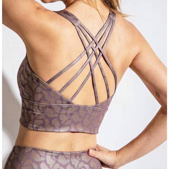 NEW RAE MODE criss cross sports bra in mauve camo - Picture 2 of 3